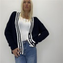 cardigan con bordo a righe contrast